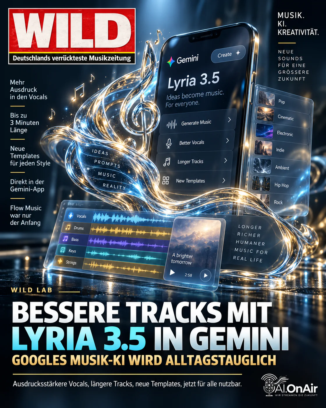 Bessere Tracks mit Lyria 3.5 in Gemini: Googles Musik-KI wird alltagstauglich