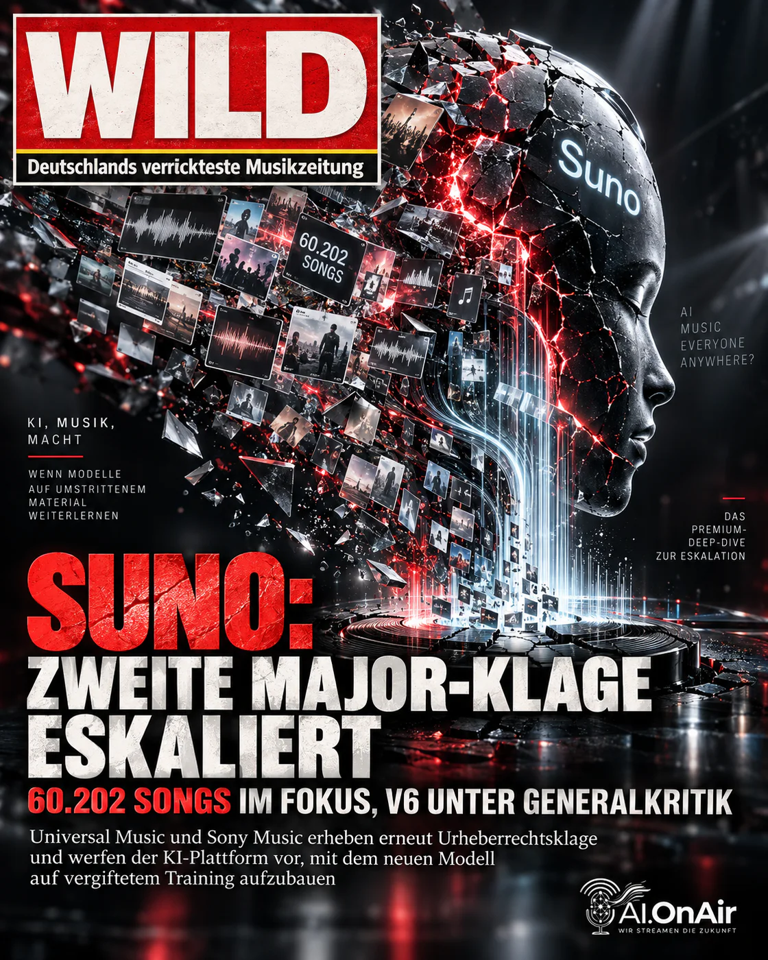 Suno: Zweite Major-Klage eskaliert, 60.202 Songs im Fokus, v6 unter Generalkritik
