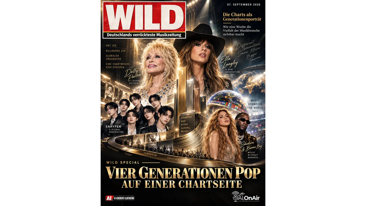 Vier Generationen Pop auf einer Chartseite