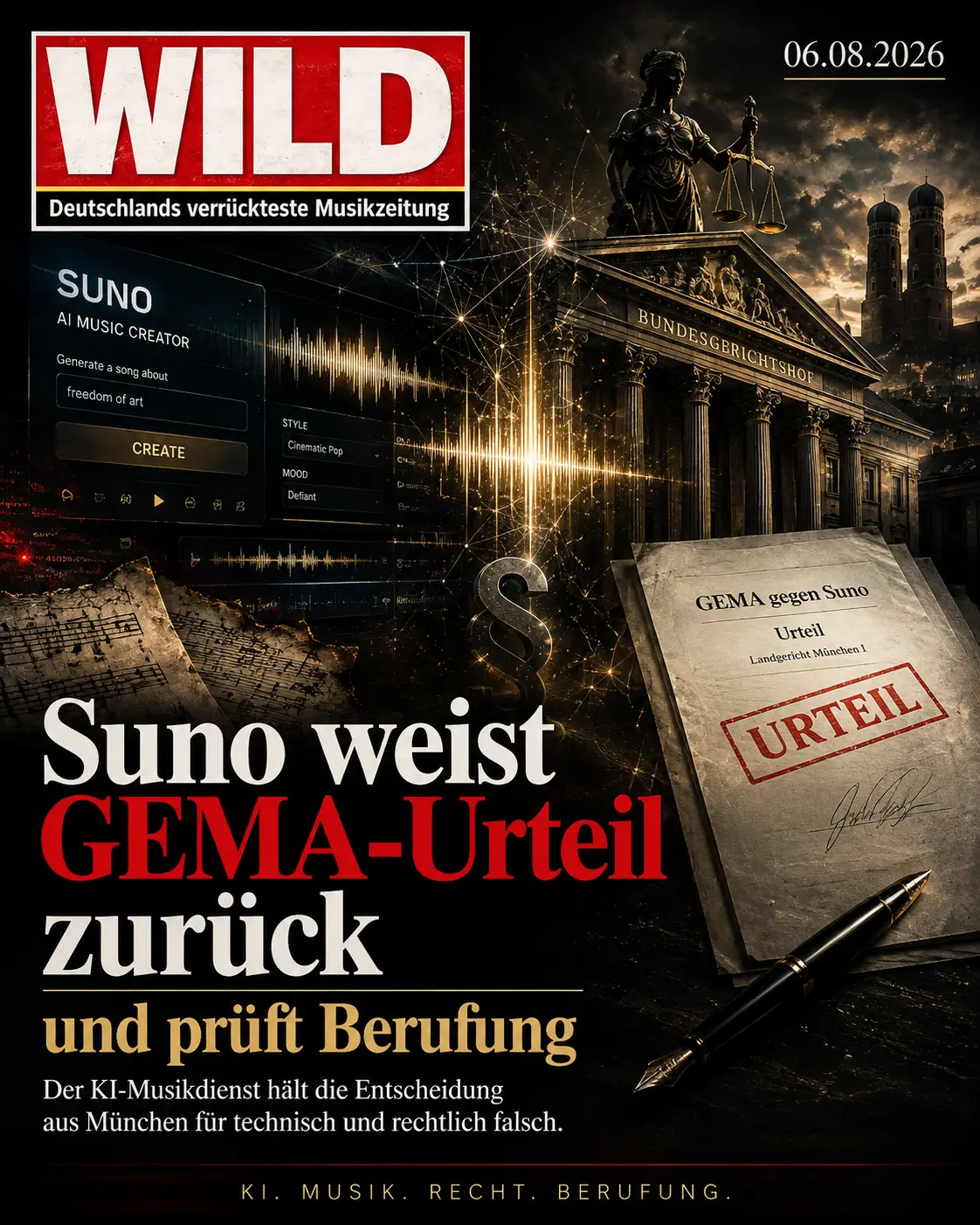 Suno weist GEMA-Urteil zurück und prüft Berufung